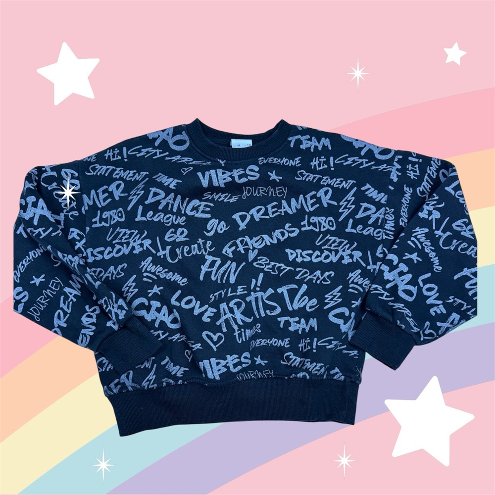 Zara Kids' Black and White Graphic Sweatshirt
